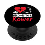 Valentines Day Design - My Heart Belongs to a Rower PopSockets PopGrip Adhésif