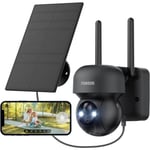 2K Camera Surveillance WiFi Exterieure sans Fil - 360° PTZ Camera Surveillance Batteries ＆ Solaire Camera Vision Nocturne Couleur