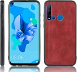 For Huawei P20 Lite 2019 / Nouvelle 5i Antichocs Couture Vache Modèle Peau Pc + Pu + Tpu Noir Color : Red