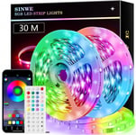 SINWE 30M Led Strip Lights, Music Sync Led Lights with 44 Keys Remote and App C