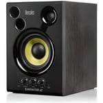 HERCULES DJMONITOR 42 - Enceintes de monitoring actives - 2 x 20W RMS - Woofer de 4'' - Caisson en bois MDF 9mm - Noir