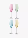 LSA International Polka Champagne Flutes, Set of 4, 225ml, Assorted