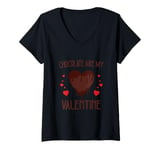 Womens Chocolate is My Valentine, Truffle Lover Valentine's Day V-Neck T-Shirt