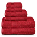 Trident Towels -100% Cotton, 6 Piece Set - 2 Bath Towels, 2 Hand Towels, 2 Washcloths, 500 GSM, Highly Absorbent, Super Soft, Towels For Bathroom, Shower - Soft & Plush, Crimson (Set of 6)