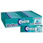 Wrigley's Extra Cool Breeze Chewing Gum, Mint Flavour, 30 Packs of 10 Pieces, Chewing Gum Bulk Pack, Sugar Free Gum With Xylitol (300 pieces)