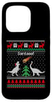 Coque pour iPhone 15 Pro Pull de Noël avec motif dinosaure moche