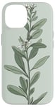 iPhone 14 Leaves Botanical Plant Line Art Sage Green Wildflower Floral Case