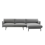 Muuto - Outline Sofa Chaise Longue Right / Black Base Fjord 151 - Soffor - Anderssen & Voll