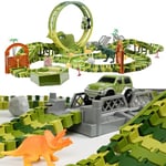 CELMAN Circuit Voiture Enfant - Ensemble de Piste de Course Flexible, Jouet de Dinosaure Créatif avec Nombreux Éléments et Voiture 4x4, Jouet de Dinosaure pour Enfants de 3 à 6 Ans