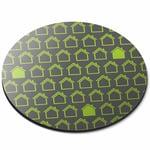 Round Mouse Mat - Eco Green House Pattern Home Office Gift #21488