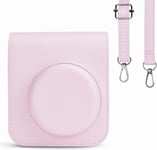 Housse pour Instax Mini 12-Housse de Protection en Cuir PU pour Appareil Photo Instantané Fujifilm Instax Mini 12-Housse Amovible avec Bandoulière-Rose