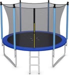 Trampoline Extérieur 305 cm avec Filet de Sécurité Échelle Tapis de Protection à Ressort Charge 80 kg