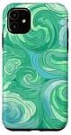 iPhone 11 Swirl Green Color Illustration Pattern Abstract Art Case