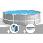 Kit piscine tubulaire Intex Prism Frame ronde 3,66 x 0,99 m + Bâche à bulles + Bâche de protection