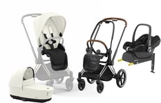 Cybex Priam Duovogn inkl. Maxi-Cosi CabrioFix &  Base, Off White/Chrome Brown