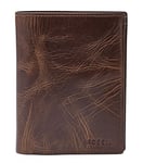 Fossil Portefeuille pour hommes Derrick, Portefeuille 100% cuir marron foncé 10 cm L x 2,5 cm l x 13 cm H ML3686201