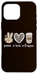 iPhone 16 Pro Max Cute Leopard Peace Sign Love Coffee Heart For Cafe Lovers Case