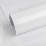 Blanc Papier peint autocollant Blanc brillant Film adhésif Décoller et coller Film pour meubles 40CMx9M Film décoratif en vinyle Papier contact de table Imperméable à l'eau [Blanc perlé]