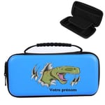 Etui pochette Switch LITE bleu personnalisee prenom dinosaure