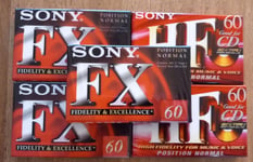 5 cassettes  audio SONY 60 minutes (2 k7 HF et 3 k7 FX) NEUVES