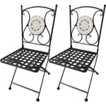 Lifeingarden - Paire de chaises pliantes en me'tal Aurora avec de'corations en mosaique de pierre sur dossier pour jardin