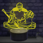 3D Ishockey Spelare Nattlampa Bordsskiva Optisk Illusion Lampor 7 Färgväxlande Ljus LED Bordlampa Jul Hem Kärlek Födelsedag Barn Dekoration