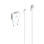 MOBILITY LAB – TEL311562 – Chargeur + Câble Lightning – Charge Rapide 2.4A et Vitesse de Transfert Rapide USB 2.0 – Câble 1,2 mètres – Compatible iPhone, iPad et iPod – Blanc