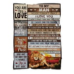 MUCHNEE to My Man Couverture Polaire Ultra Douce pour Lui, Couple de Lions, Couverture pour canapé, literie, Voyage, Cadeau d'anniversaire de Mariage pour Petit ami, Mari, Homme, Saint-Valentin