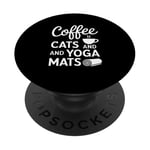 Funny Coffee Cats & Yoga Mats Mindful Workout PopSockets Adhesive PopGrip