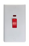 Eurolite Enhance White Plastic 45A DP Switch With Neon Double Plate