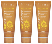 3 X Rimmel London Instant Tan Sun Shimmer Instant Tan - Light Matte 125ml