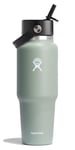 Hydro Flask - Wide Flex Straw Travel Bottle 946 ml (32 OZ) - Insulated Stainless Steel Water Bottle with TempShield Insulation, Leakproof Flex Straw Cap - BPA-Free - Fits Most Cupholders - Agave