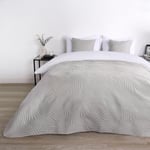 OHS Bed Throws King Size Leaf Pinsonic, Grey Quilted Throw Super King Size Bedspread for Sofas Chairs Couches Lightweight Blanket Super Soft Comfy, 200 x 240cm