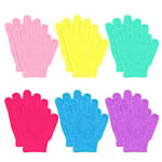 VEGCOO 6 Paires Gant Exfoliant, Gommage Corps, Gant Exfoliant Corps, Gants De Toilette pour Femmes Hommes Enfants Douche/Bain/Spa/Massage (6 Couleurs)