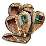 4x Heart MDF Coasters - Charming Old House Spain  #44556