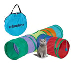 Relaxdays Tunnel pour Chat, Pliable, HLP : 25 x 98 x 58 cm, 2 Voies, Jouet pour Petits Animaux, Polyester, Multicolore