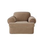 Sure Fit SF37184 Lot de 2 Housses de Chaise Extensibles à Rayures Fines Taupe