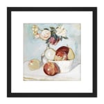 Painting Still Life Faber Du Faur Roses Fruits 8X8 Inch Square Wooden Framed Wall Art Print Picture with Mount