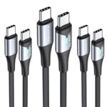 Câble USB C vers USB C [Lot de 3, 0.5M+2M+2M], 60W Cable USB C PD Charge Rapide Nylon Câble USB Type C pour iPhone 15 Pro Max, MacBook Air, Pad Pro, Samsung Galaxy S23, Huawei, Pixel 7.[V638]