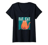 Womens Grumpy and fluffy Cat Costume for funny overweight Cats V-Neck T-Shirt