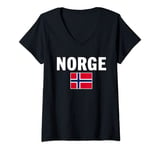 Womens Norge T-shirt Norwegians Tee Flag souvenir Gift V-Neck T-Shirt