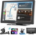 Carplay Auto-Display Portable 9¿ Ips Driveplay Fm-Transmitter Moniteur Auto Bluetooth Car Play Avec Caméra De Recul, Support Pour Carte Tf, Fm, Aux Pour Tous Les Véhicules[YIN145973]