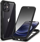 CENHUFO Anti Espion Coque iPhone 12 / iPhone 12 Pro, avec Protection écran Verre Trempé Anti Espion, 360° Antichoc Téléphone Housse Double Face Case Intégrale Etui pour iPhone 12/12 Pro -Noir