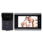 EU Plug 7 Inch AHD LCD Screen Wired Video Intercom Doorbell System 1080P IR