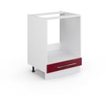 Vicco - Meuble pour four Fame-Line, Rouge bordeaux Haute brillance, 60 cm sans plan de travail