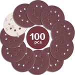 100PCS Disque de Ponçage 125mm Grain 80, Disques a Poncer Papier Abrasifs 8 Trous Idéal pour Poncer/Polir pour Ponceuse Excentrique