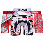 PSD Men's Modal Premium Fabric Boxer Briefs - 7 Inch Inseam Breathable and Supportive Men's Underwear, Multi/Fire Red, M