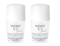 x2 Vichy 48H Anti-Perspirant Deodorant Sensitive or Waxed Skins Roll-on  50ml