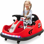 Auto-Tamponneuse électrique GO-Kart Karting 12V avec 2 Contrôle, Auto Tournante Enfant 1,5- 6 Ans avec Télécommande Bandes Lumineuses et Ceinture de