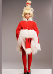 Womens The Grinch Style Cindy Lou Who Festive Fancy Dress Costume with Wig